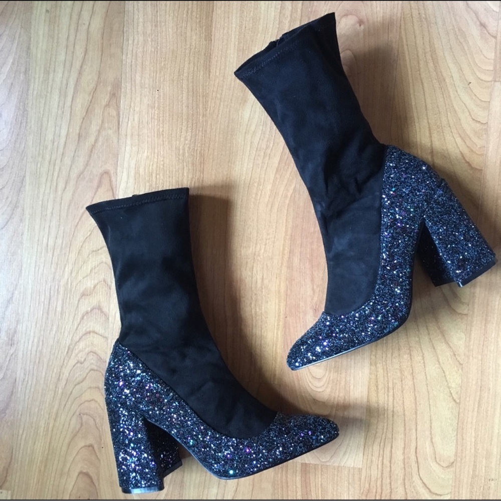 Shelly's London•Ely Glitter Sock Bootie